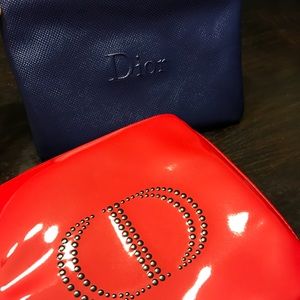 Red & blue Christian Dior cosmetic bags